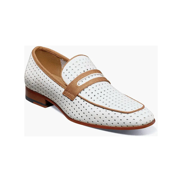 Stacy Adams Winstead Moc Toe Saddle Slip On Summer Shoes White 25704-100
