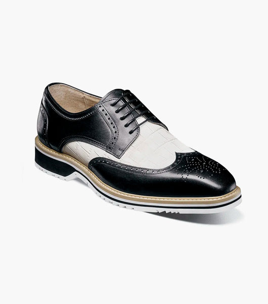 Stacy Adams Beaumont Wingtip Oxford Men's Shoes Black And White  25723-111