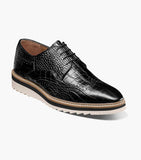 Stacy Adams Alario Wingtip Oxford Croco Leather Shoes Black 25725-001