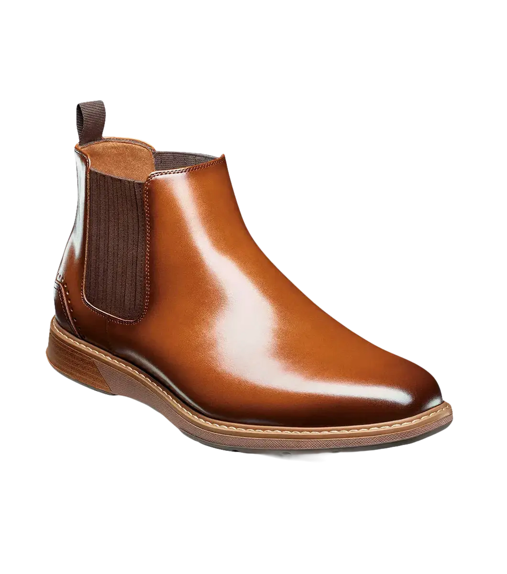Stacy Adams Platt Plain Toe Chelsea Boot Light Weight Cognac 25755-221