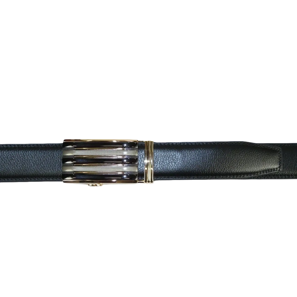 Mens VALENTINI Leather Belt Automatic Adjustable Removable Buckle RT016 Black