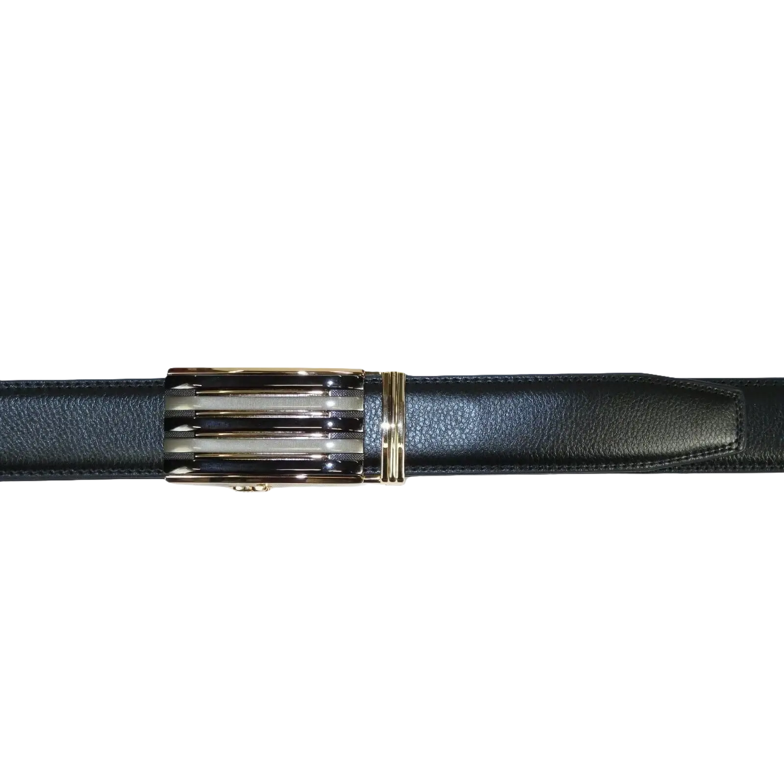 Mens VALENTINI Leather Belt Automatic Adjustable Removable Buckle RT016 Black