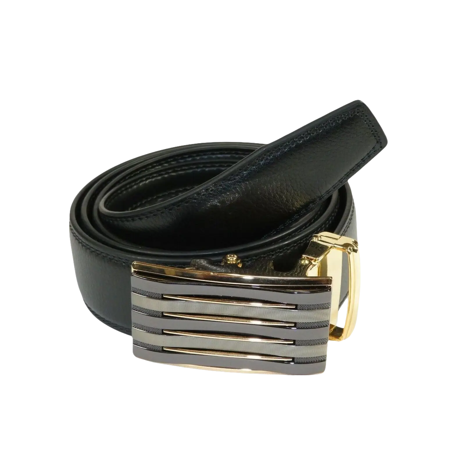 Mens VALENTINI Leather Belt Automatic Adjustable Removable Buckle RT016 Black