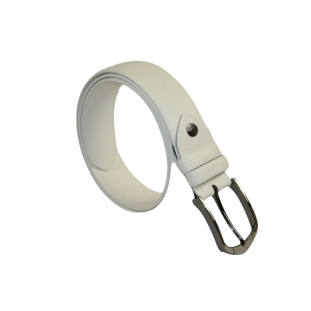 Men's Belt By PICCODER Turkey Genuine Leather Textured 3900 White