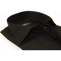Men's Shirt Hankie CASILA Turkey Cotton Blend Long Sleeves 501460-02 Solid Black