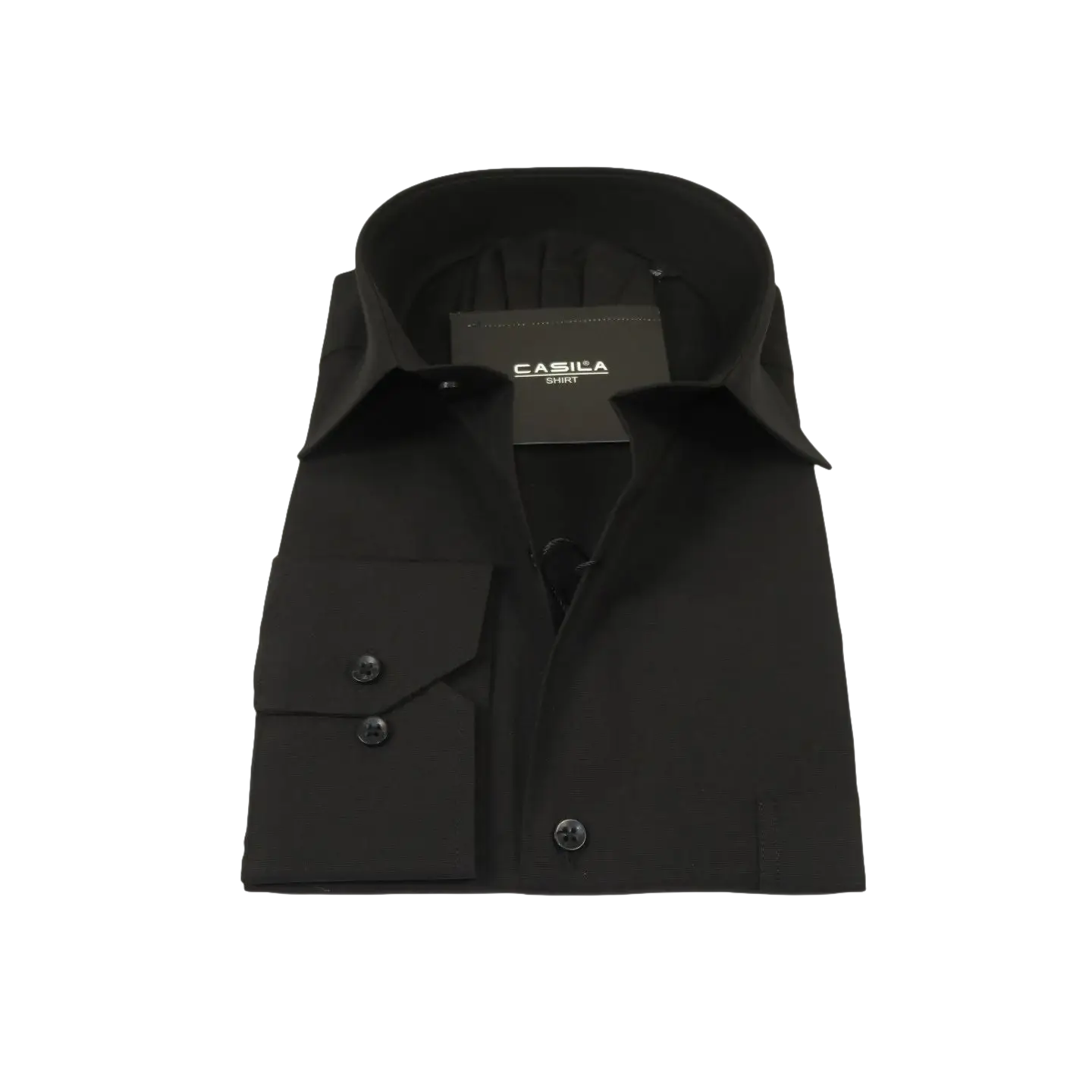 Men's Shirt Hankie CASILA Turkey Cotton Blend Long Sleeves 501460-02 Solid Black