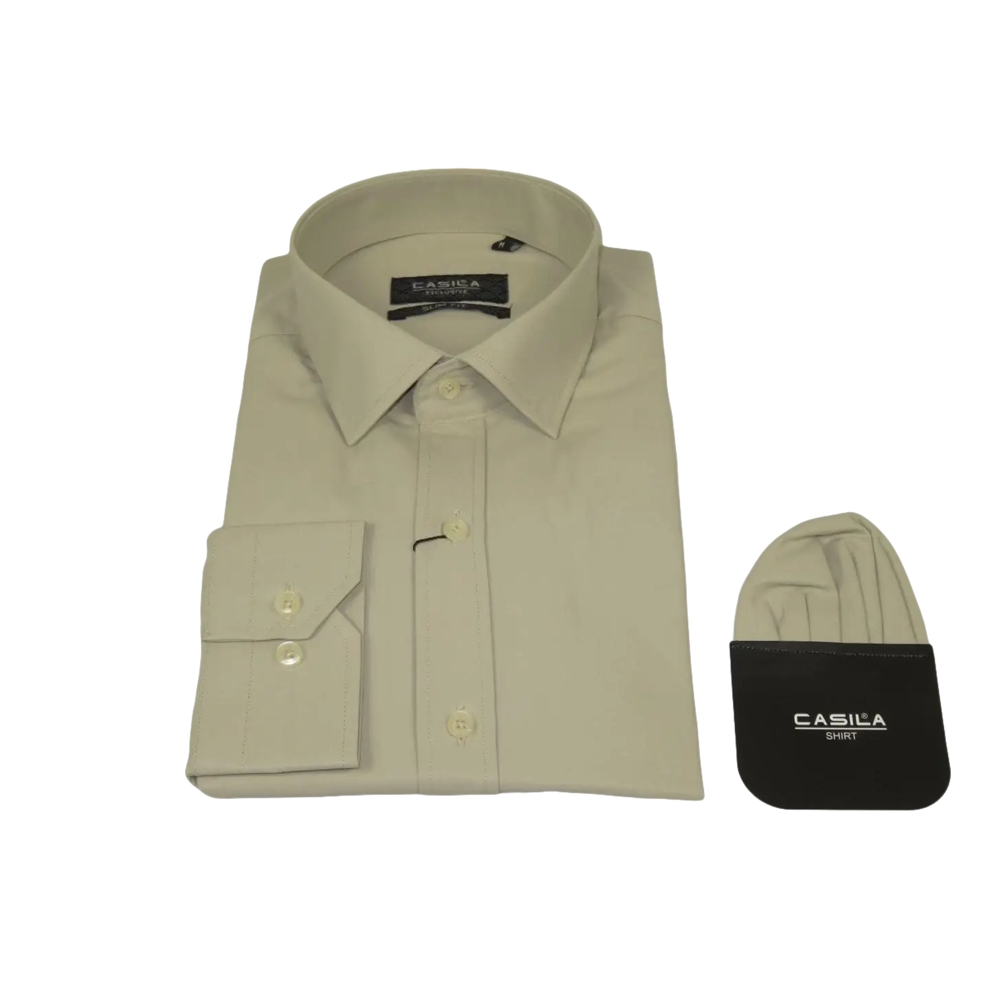 Men's Shirt, Hankie CASILA Turkey Cotton Blend Long Sleeves 501480-06 Solid Sage