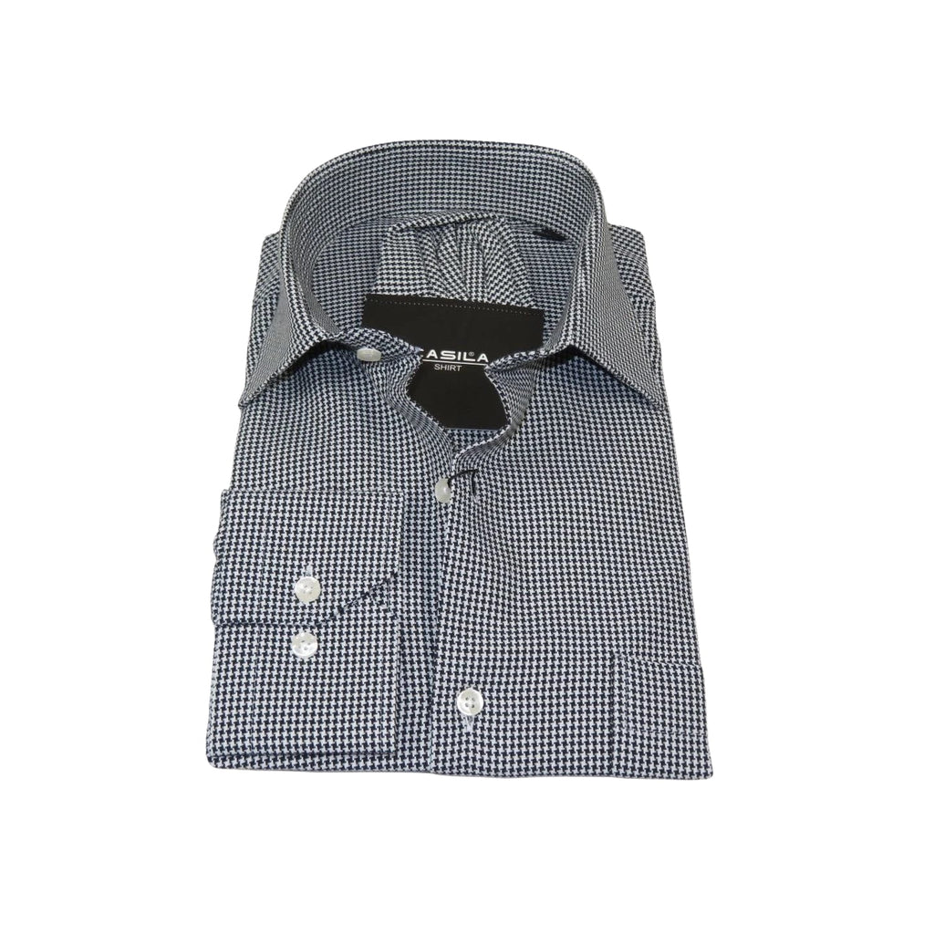 Men's Shirt Hankie CASILA Turkey Cotton Blend 501500-03 Black White Hounds tooth