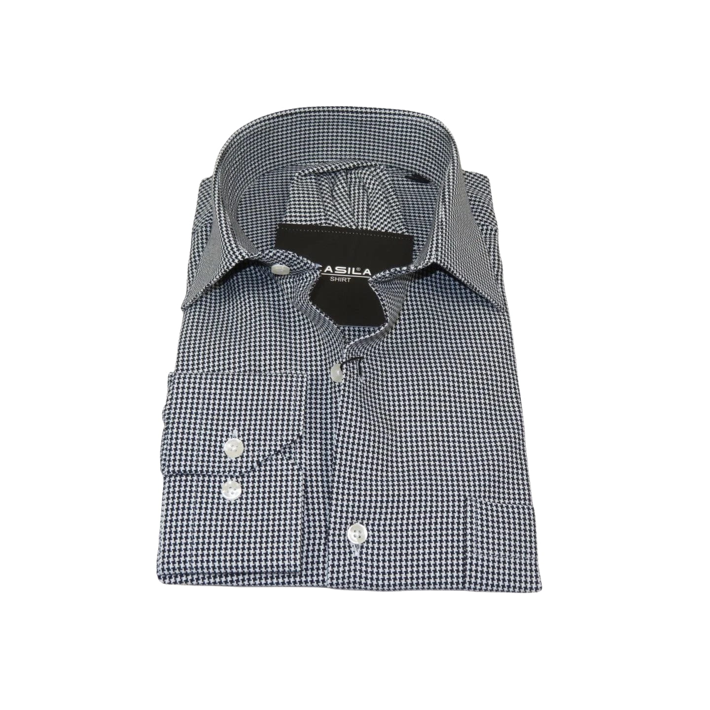 Men's Shirt Hankie CASILA Turkey Cotton Blend 501500-03 Black White Hounds tooth