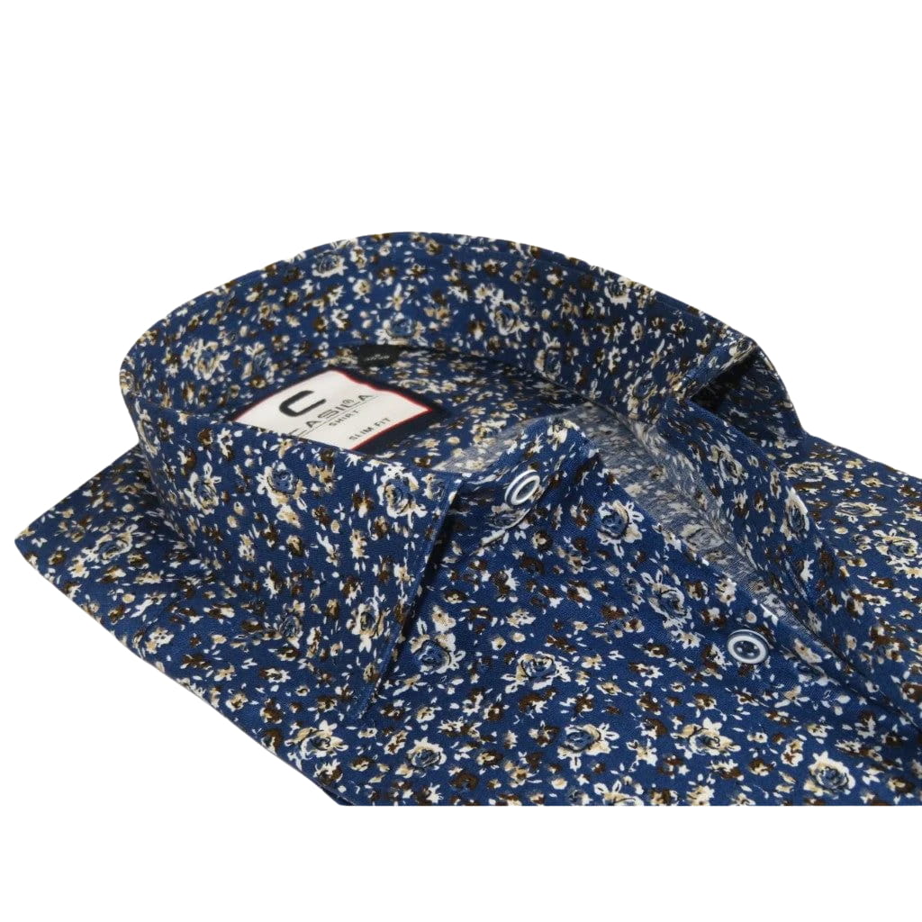 Men's Shirt By CASILA Turkey Cotton Blend Long Sleeves 501570-07 Blue