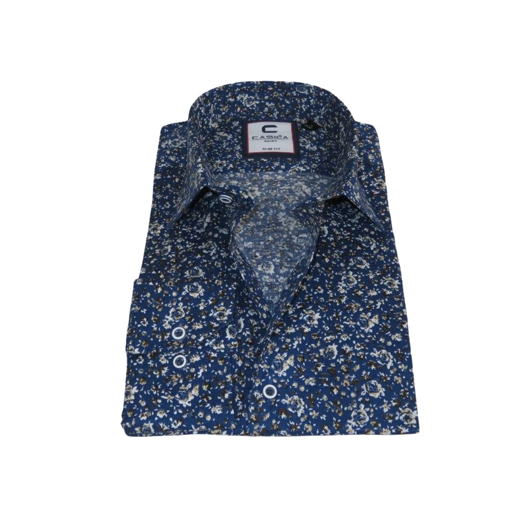 Men's Shirt By CASILA Turkey Cotton Blend Long Sleeves 501570-07 Blue