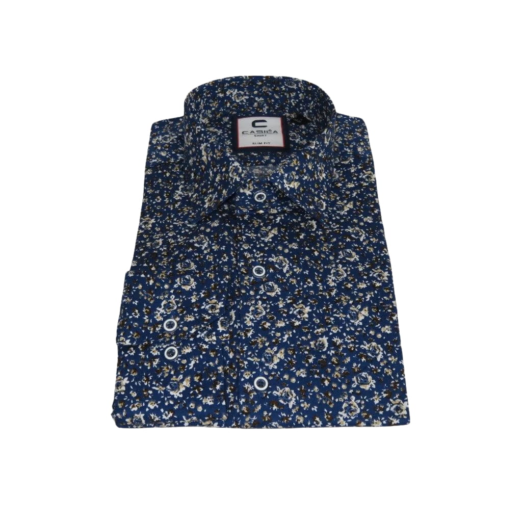 Men's Shirt By CASILA Turkey Cotton Blend Long Sleeves 501570-07 Blue