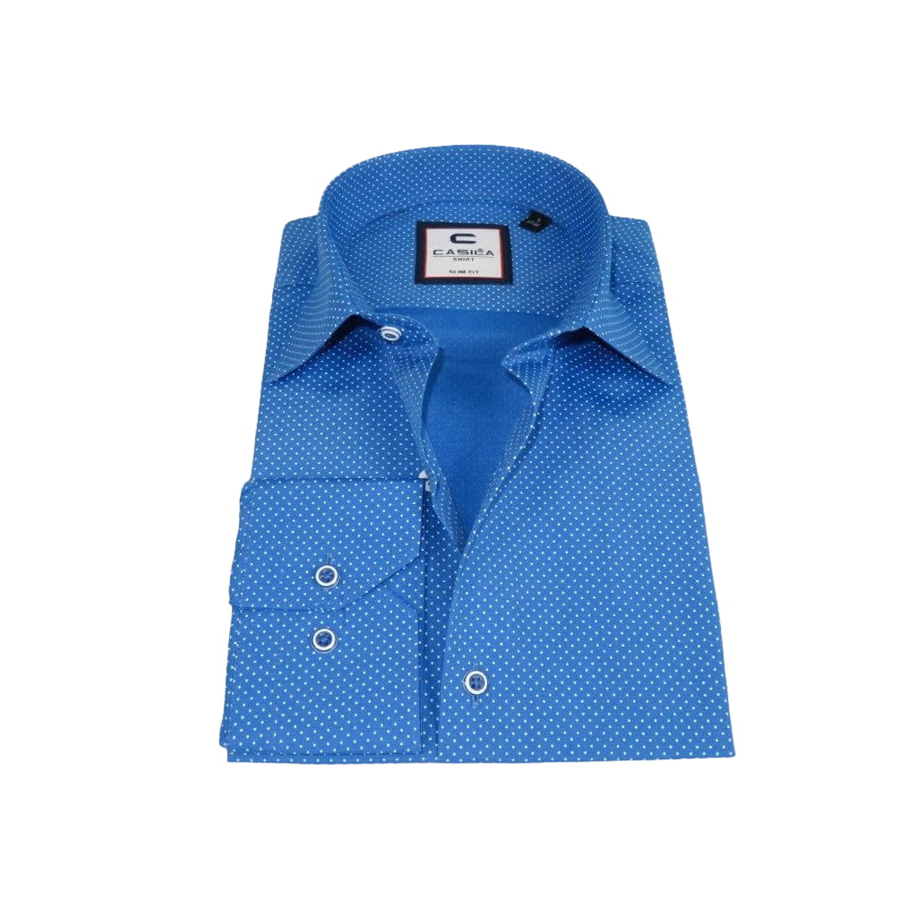 Men's Shirt Hankie CASILA Turkey Cotton Blend 501630-06 Blue Polka Dots