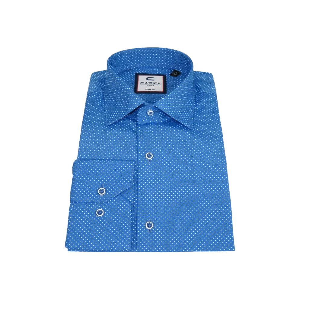 Men's Shirt Hankie CASILA Turkey Cotton Blend 501630-06 Blue Polka Dots