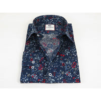 Men's Shirt By CASILA Turkey Cotton Blend Long Sleeves 501660-01 navy Floral