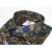 Men's Shirt By CASILA Turkey Cotton Blend Long Sleeves 501660-02 Olive Floral