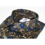 Men's Shirt By CASILA Turkey Cotton Blend Long Sleeves 501660-02 Olive Floral