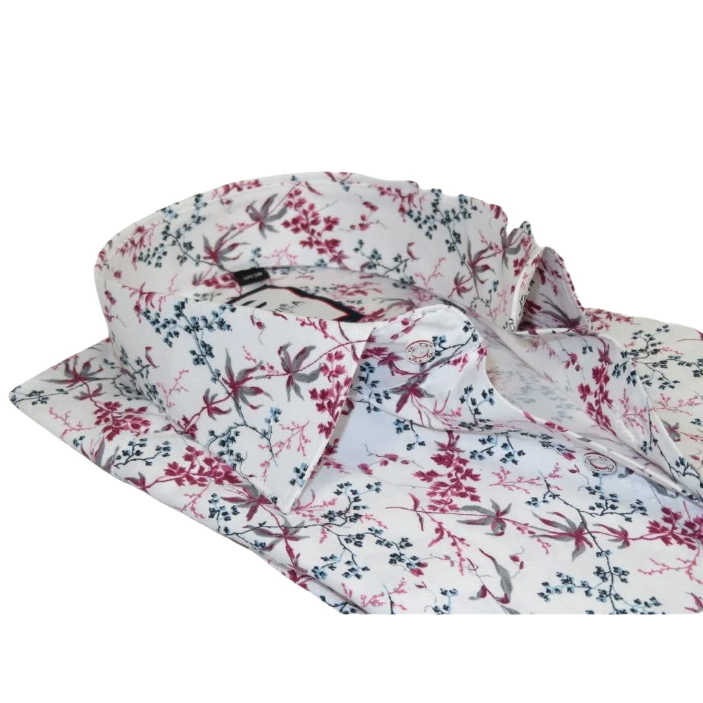 Men's Shirt By CASILA Turkey Cotton Blend Long Sleeves 501680-02 Red Floral