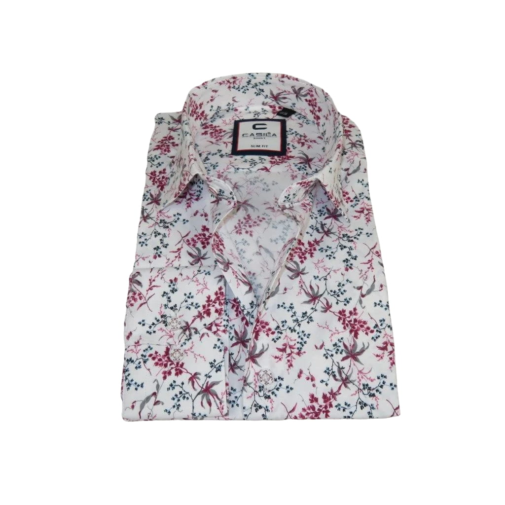 Men's Shirt By CASILA Turkey Cotton Blend Long Sleeves 501680-02 Red Floral