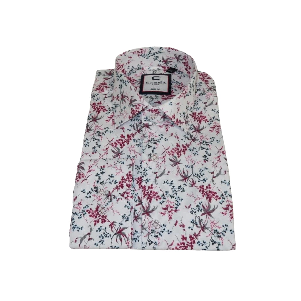 Men's Shirt By CASILA Turkey Cotton Blend Long Sleeves 501680-02 Red Floral