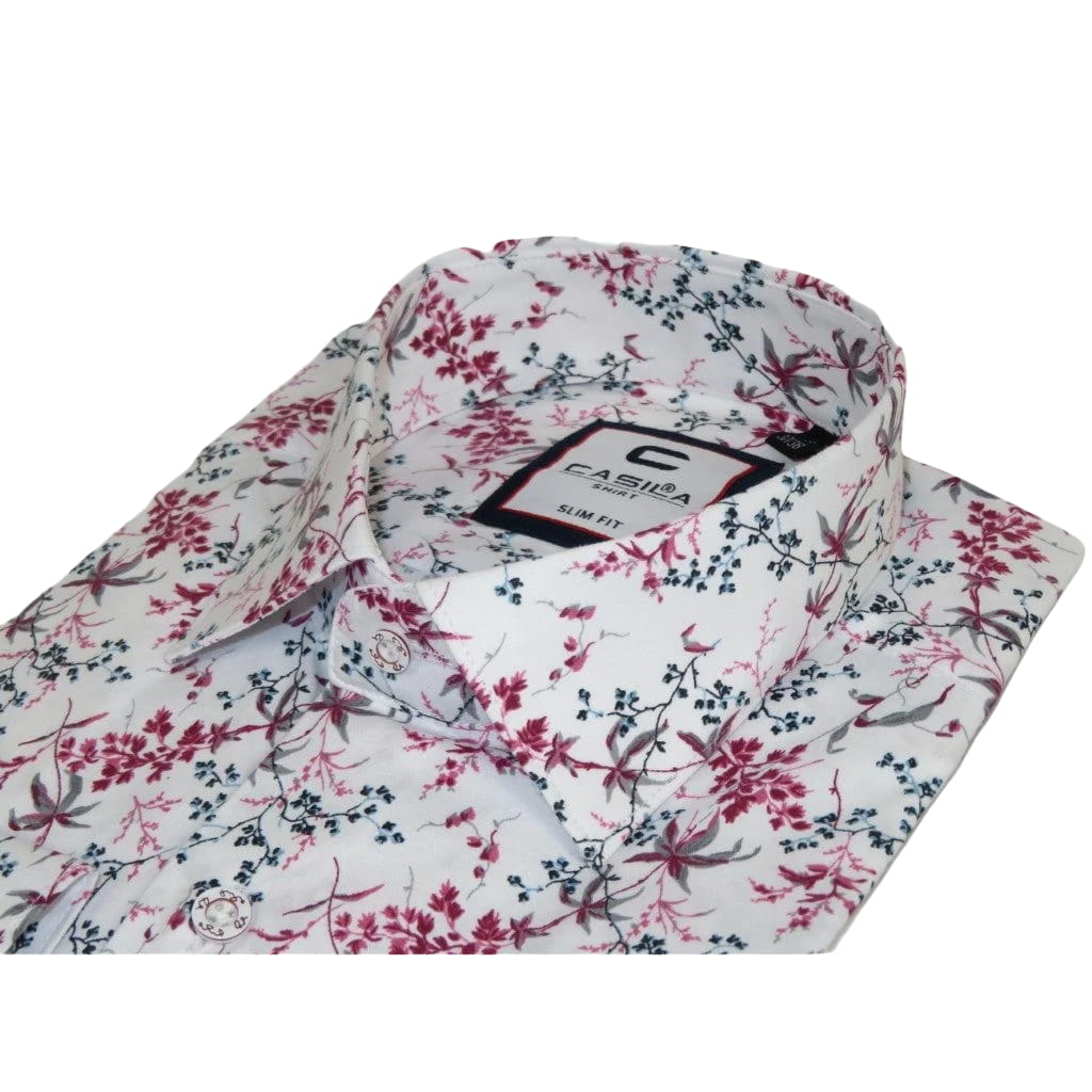 Men's Shirt By CASILA Turkey Cotton Blend Long Sleeves 501680-02 Red Floral
