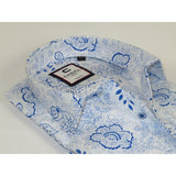 Men's Shirt By CASILA Turkey Cotton Blend Long Sleeves 501700-01 Blue Floral