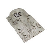 Men's Shirt By CASILA Turkey Cotton Blend Long Sleeves 501700-07 Brown Floral
