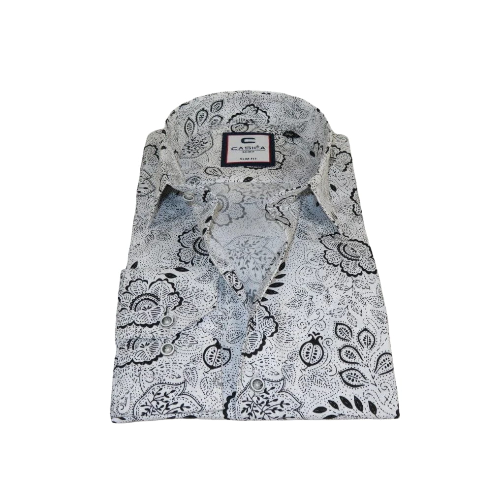 Men's Shirt By CASILA Turkey Cotton Blend Long Sleeves 501700-05 Black Floral