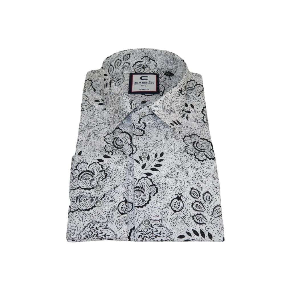 Men's Shirt By CASILA Turkey Cotton Blend Long Sleeves 501700-05 Black Floral
