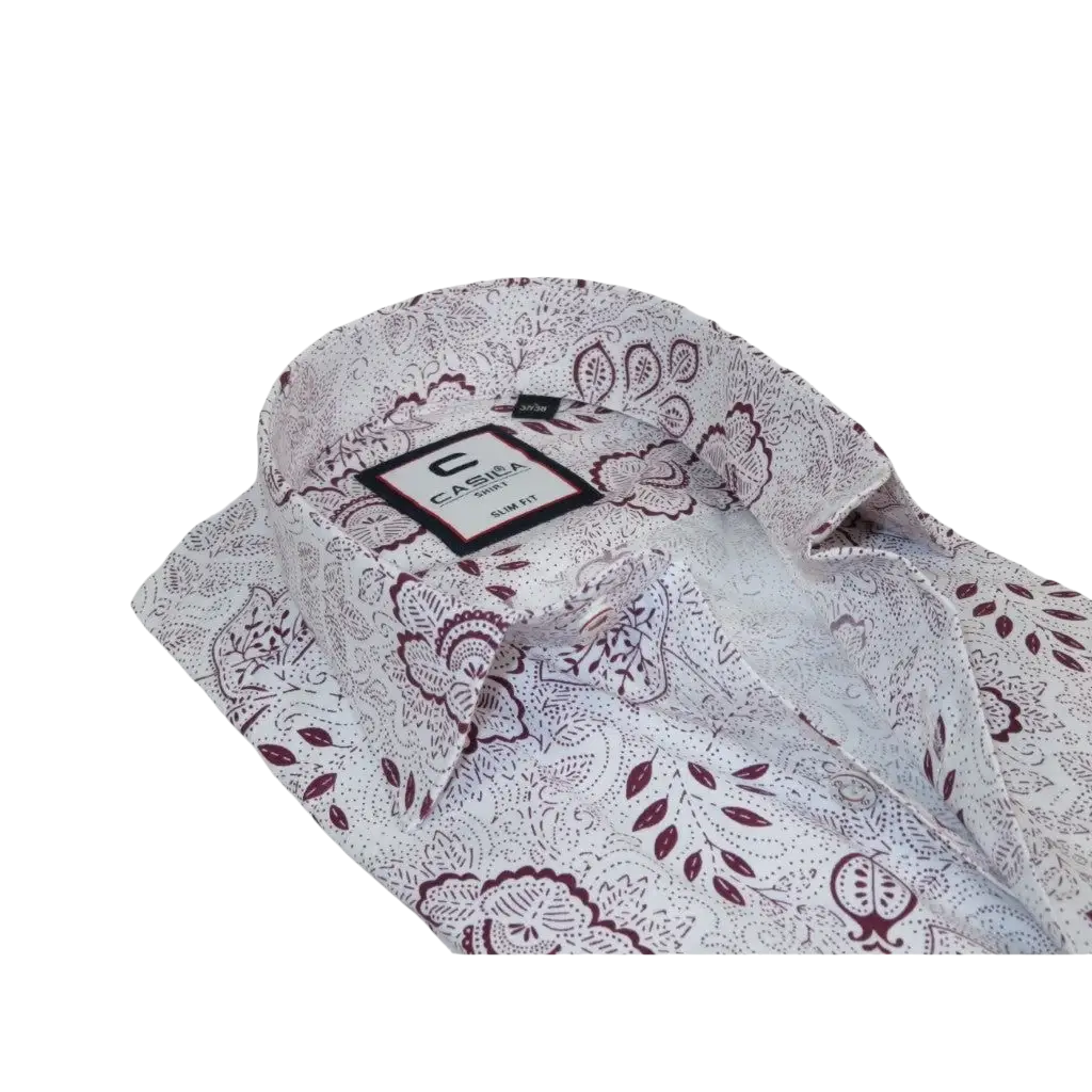 Mens Shirt CASILA Turkey Cotton Blend Long Sleeves 501700-06 Burgundy Floral