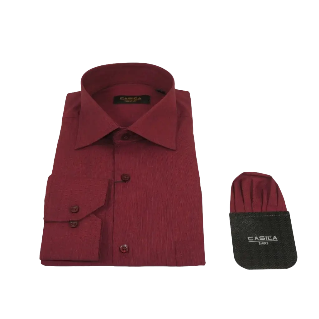 Men's Shirt Hankie CASILA Turkey Cotton Blend Long Sleeves 501770-05 Burgundy