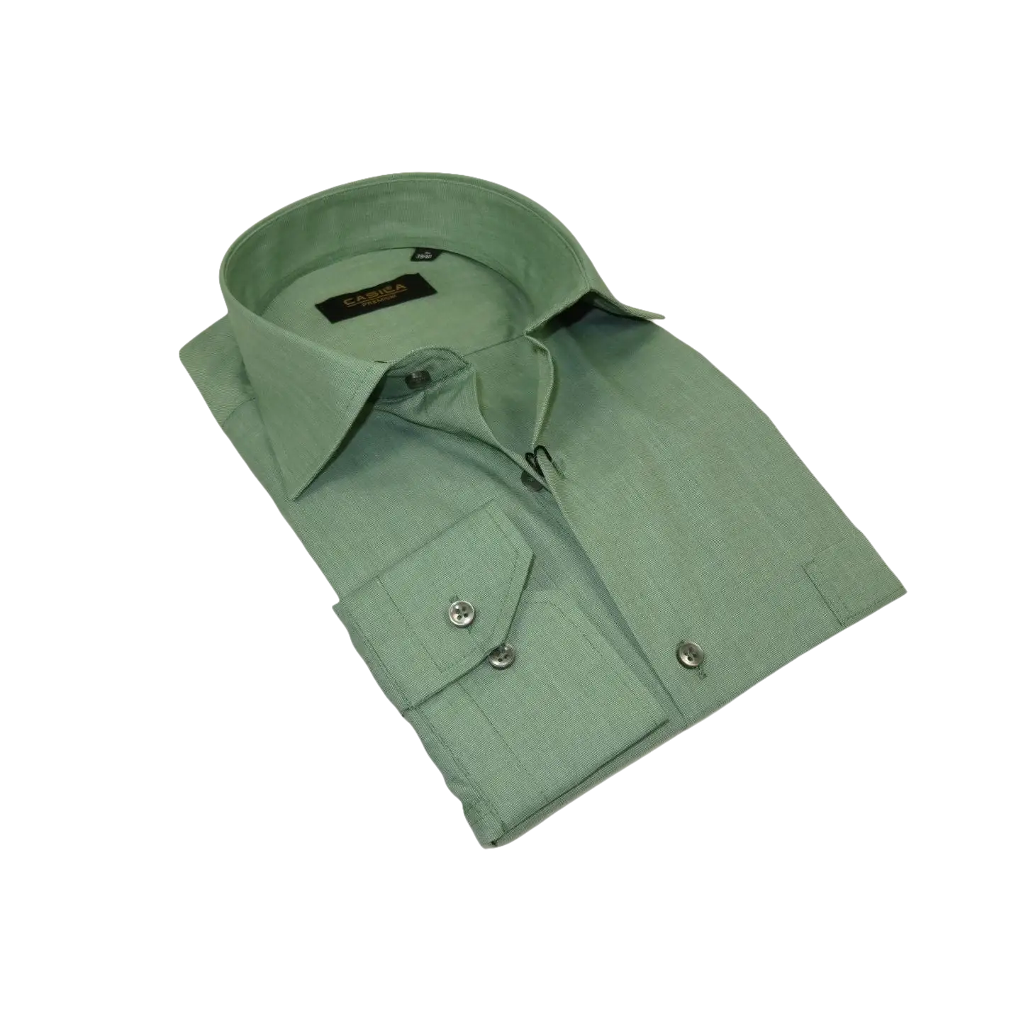 Mens Shirt Hankie CASILA Turkey Cotton Blend Long Sleeves 501770-07 Solid Green
