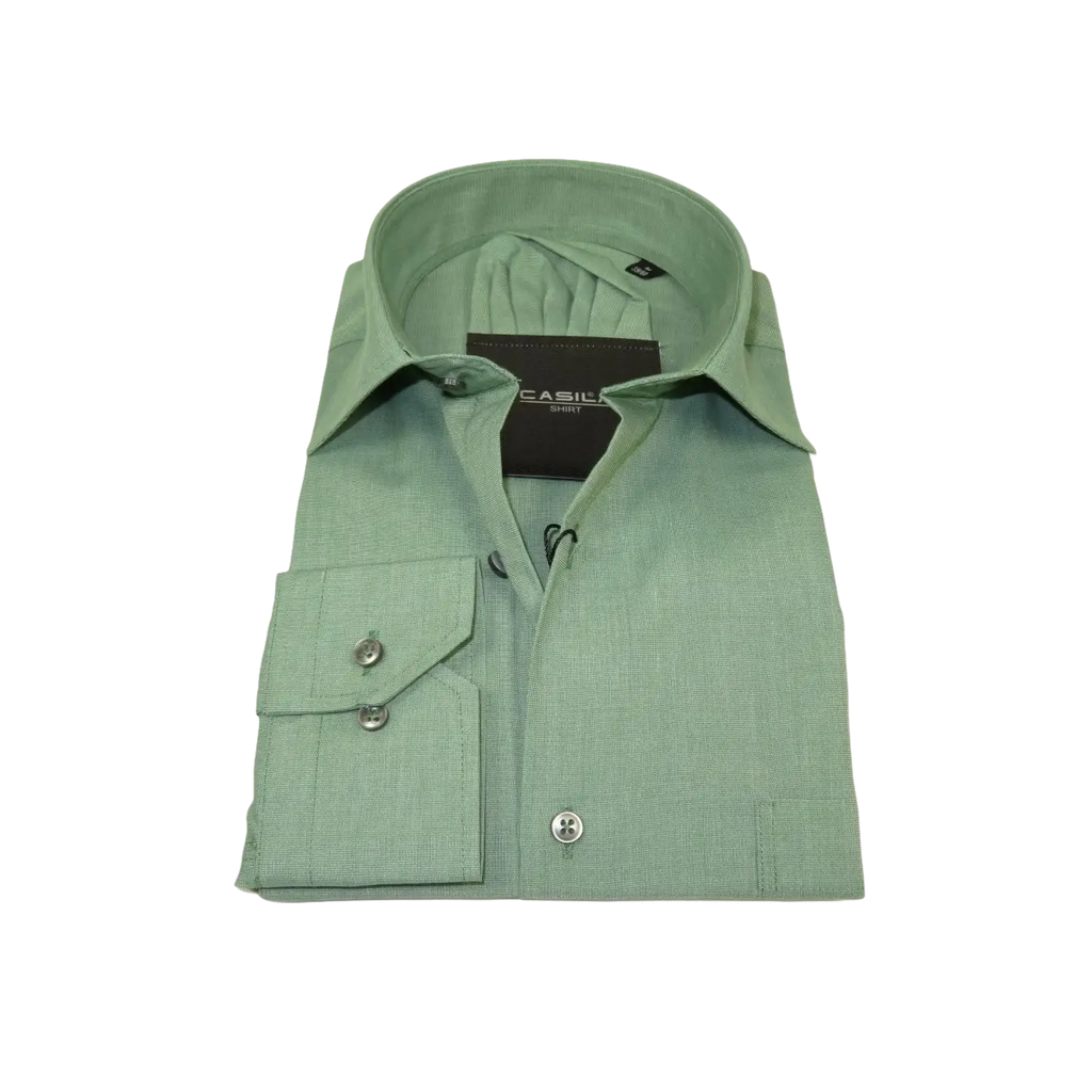 Mens Shirt Hankie CASILA Turkey Cotton Blend Long Sleeves 501770-07 Solid Green