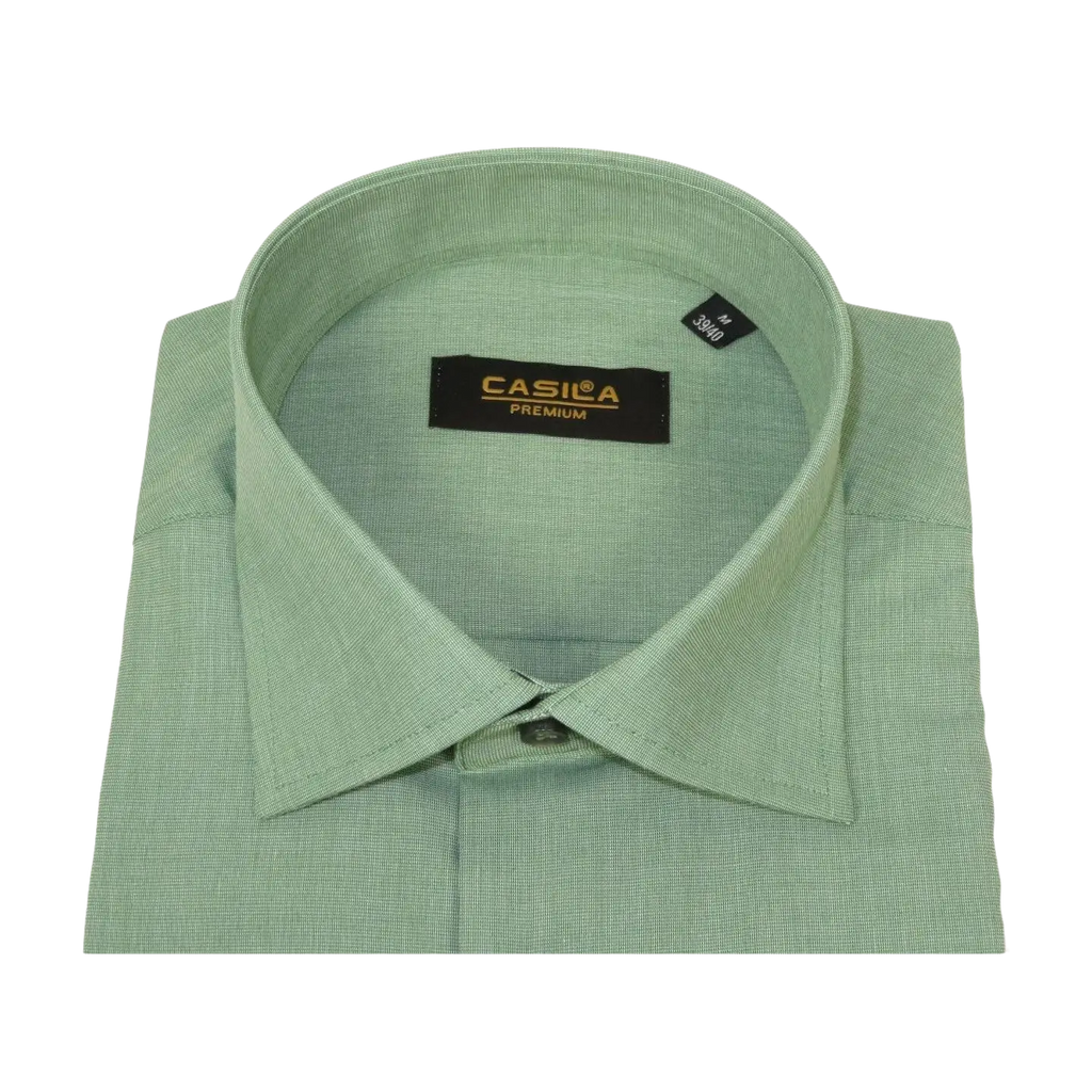 Mens Shirt Hankie CASILA Turkey Cotton Blend Long Sleeves 501770-07 Solid Green