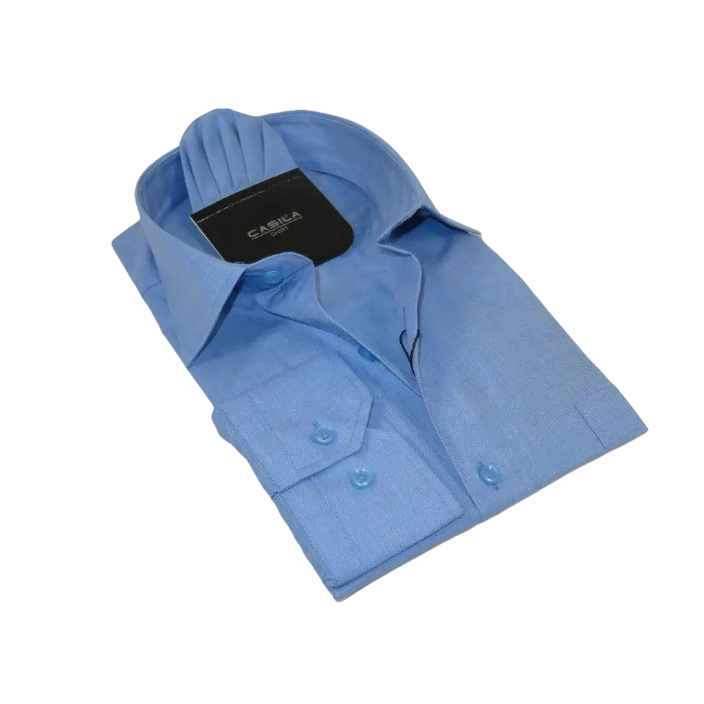 Men's Shirt Hankie CASILA Turkey Cotton Blend Long Sleeves 501770-15 Blue