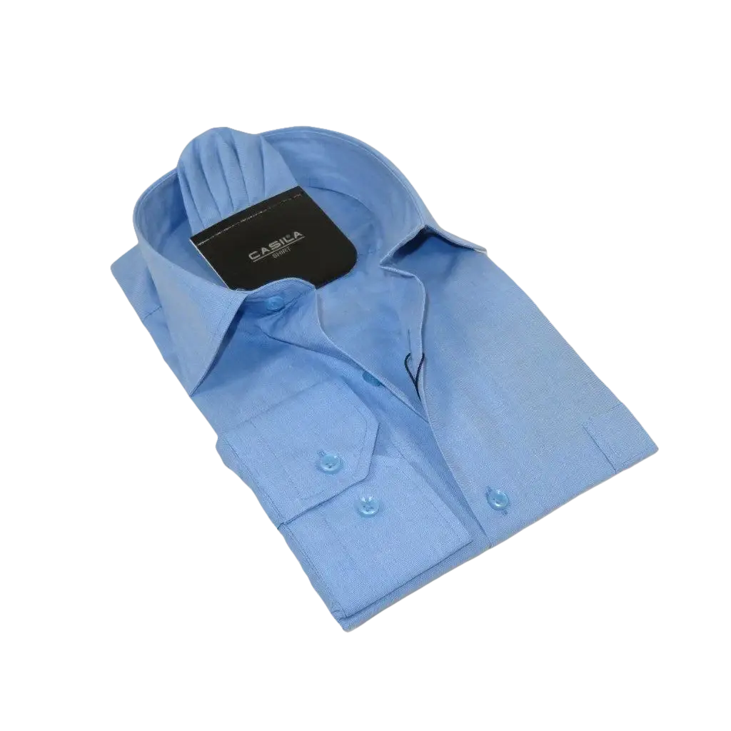 Men's Shirt Hankie CASILA Turkey Cotton Blend Long Sleeves 501770-15 Blue