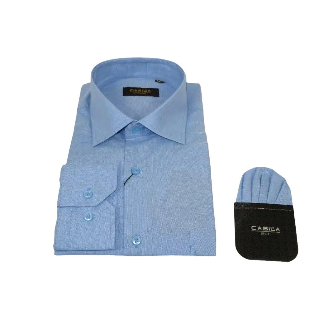 Men's Shirt Hankie CASILA Turkey Cotton Blend Long Sleeves 501770-15 Blue