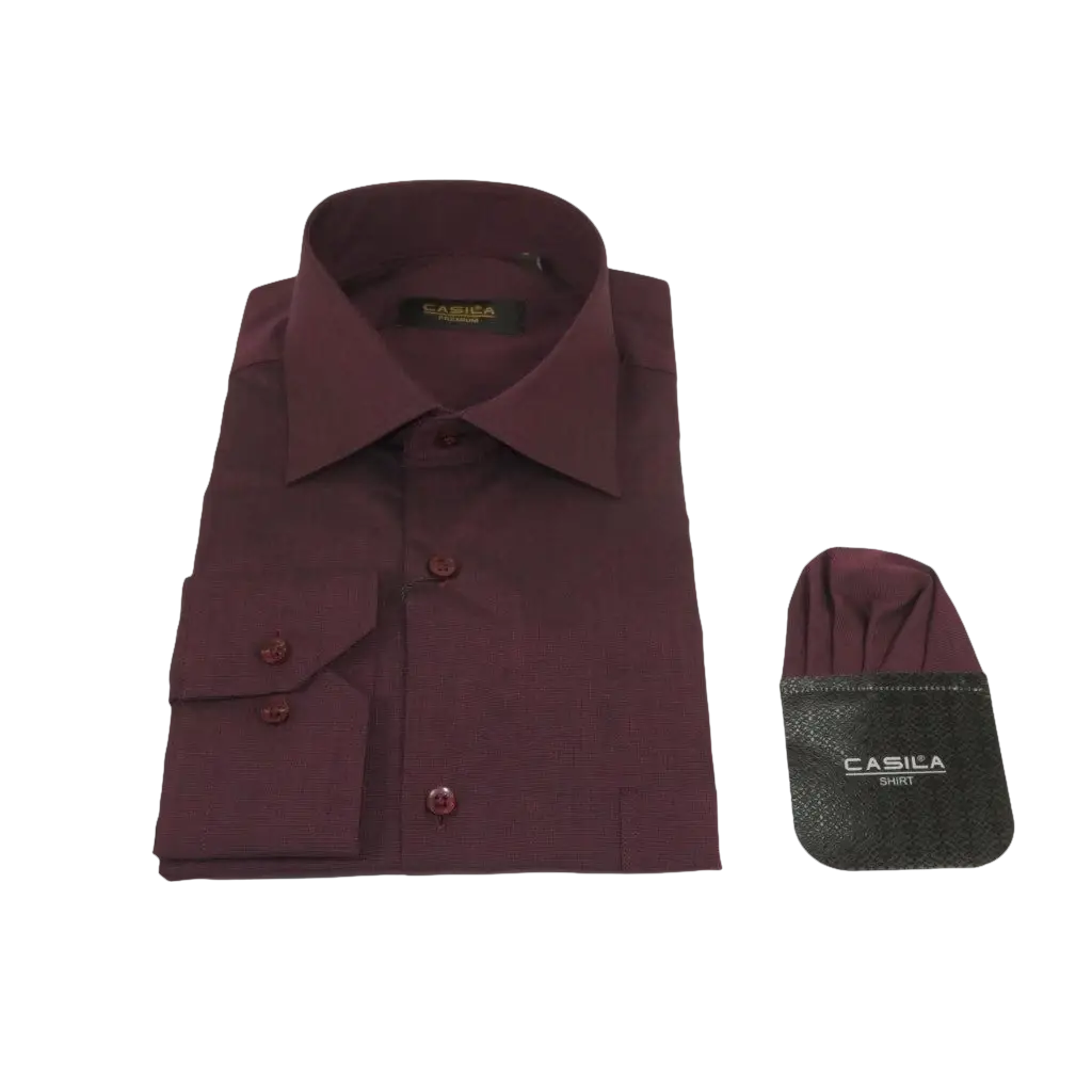 Men's Shirt Hankie CASILA Turkey Cotton Blend Long Sleeves 501770-16 Burgundy