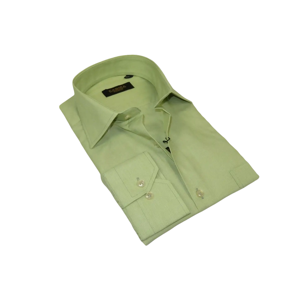Men's Shirt Hankie CASILA Turkey Cotton Blend Long Sleeves 501770-18 Solid Green