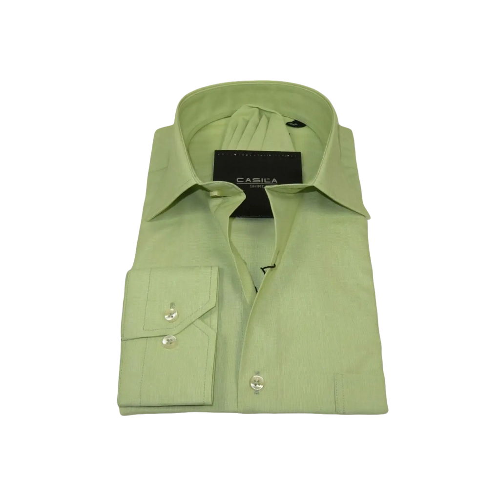 Men's Shirt Hankie CASILA Turkey Cotton Blend Long Sleeves 501770-18 Solid Green