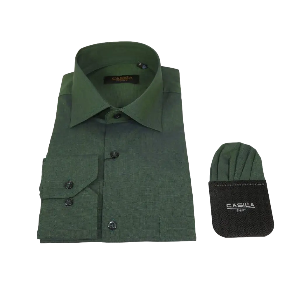 Men's Shirt Hankie CASILA Turkey Cotton Blend Long Sleeves 501770-23 Olive Green