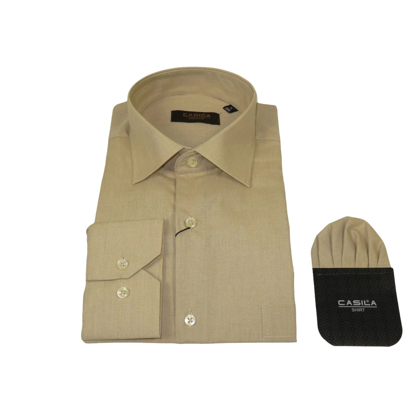 Men's Shirt Hankie CASILA Turkey Cotton Blend 501770-29 Tan Oxford Texture