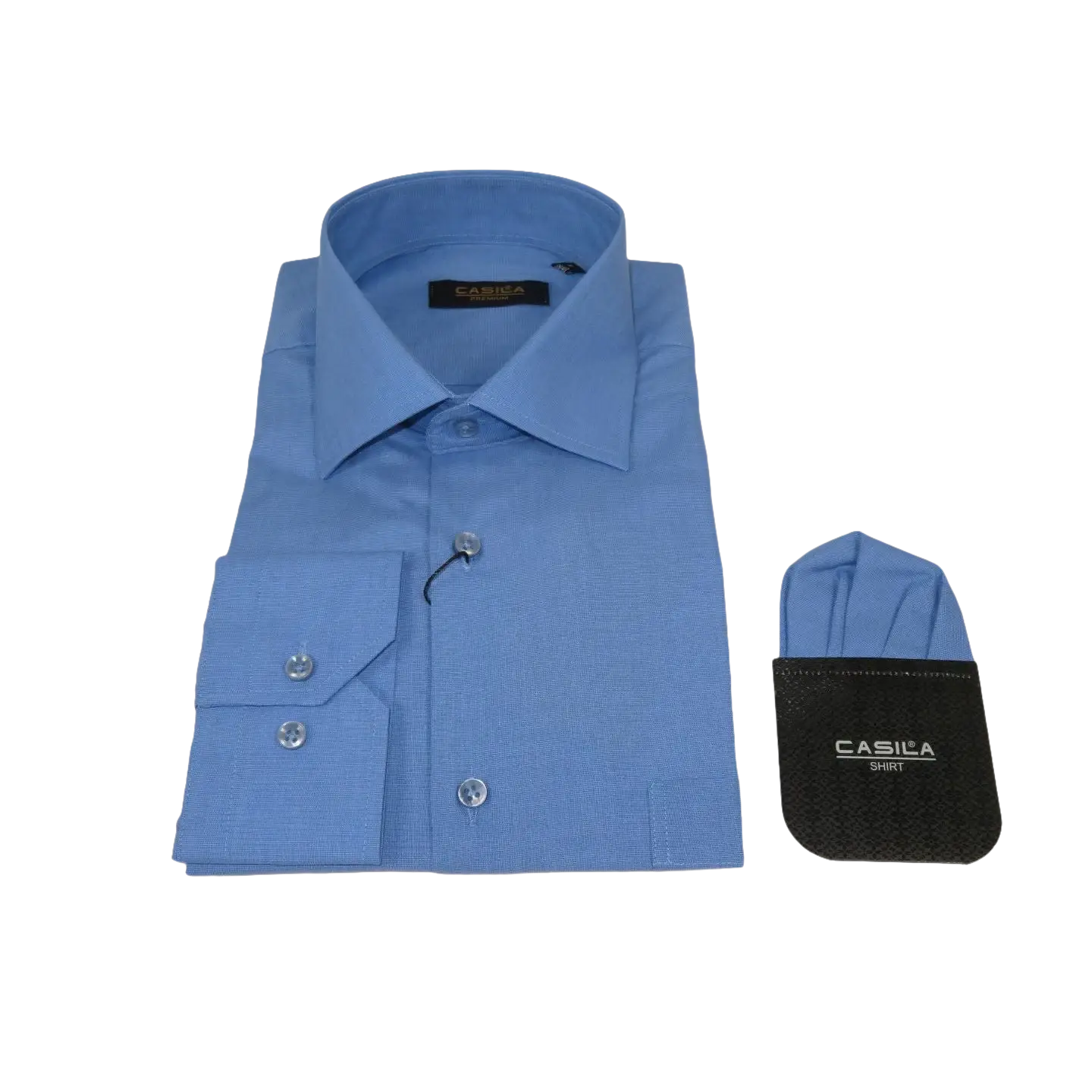 Men's Shirt Hankie CASILA Turkey Cotton Blend Long Sleeves 501770-46 Blue Oxford
