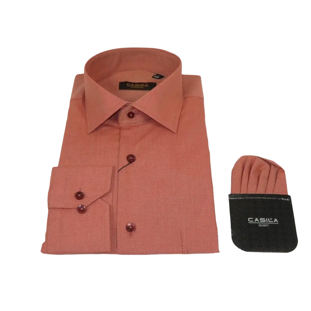 Men's Shirt Hankie CASILA Turkey Cotton Blend Long Sleeves 501770-50 Rust