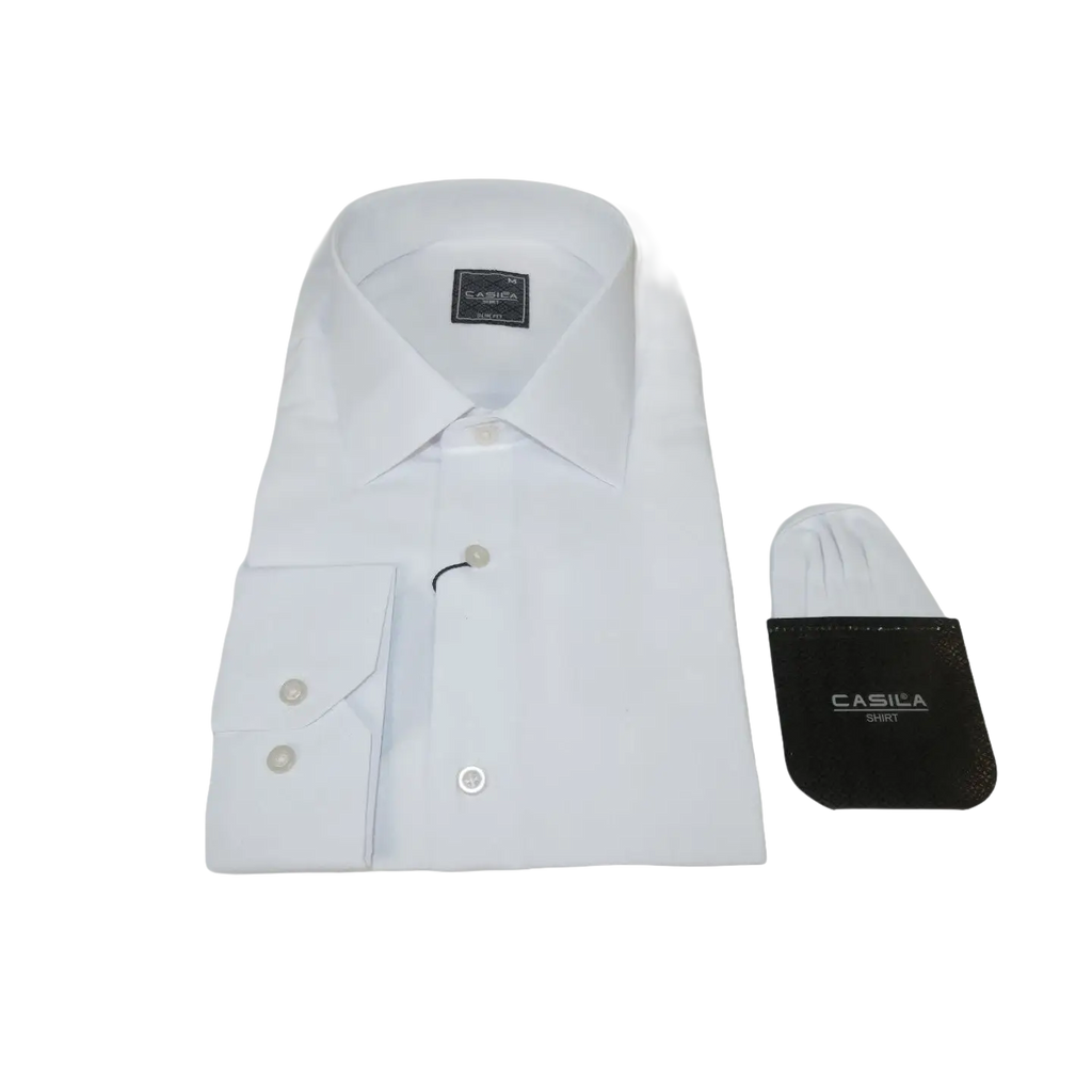 Men's Shirt Hankie CASILA Turkey Cotton Blend Long Sleeves 501800-01 White