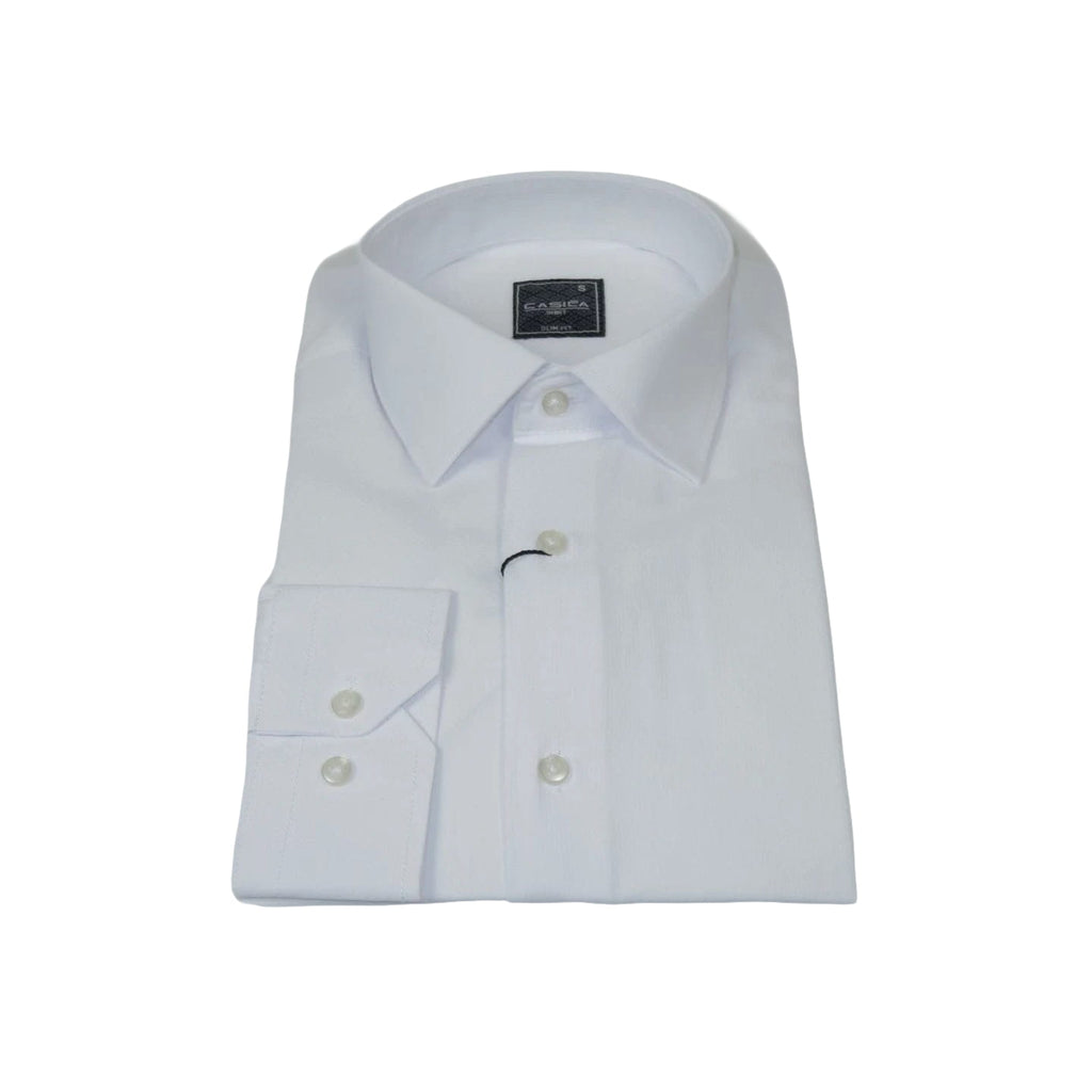Men's Shirt By CASILA Turkey Cotton Blend Long Sleeves 501870-01 White Pique