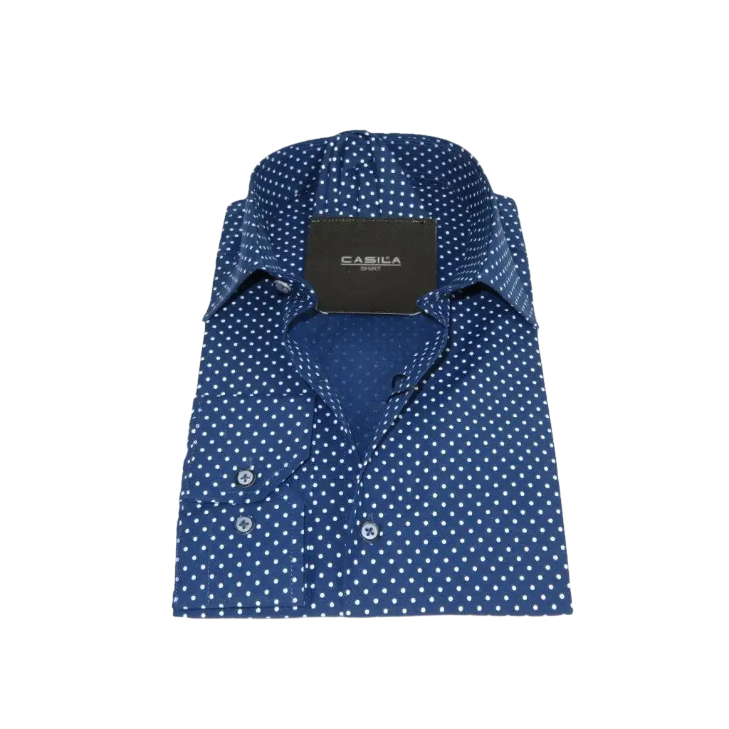 Men's Shirt Hankie CASILA Turkey Cotton Blend 501920-04 Navy Polka Dots