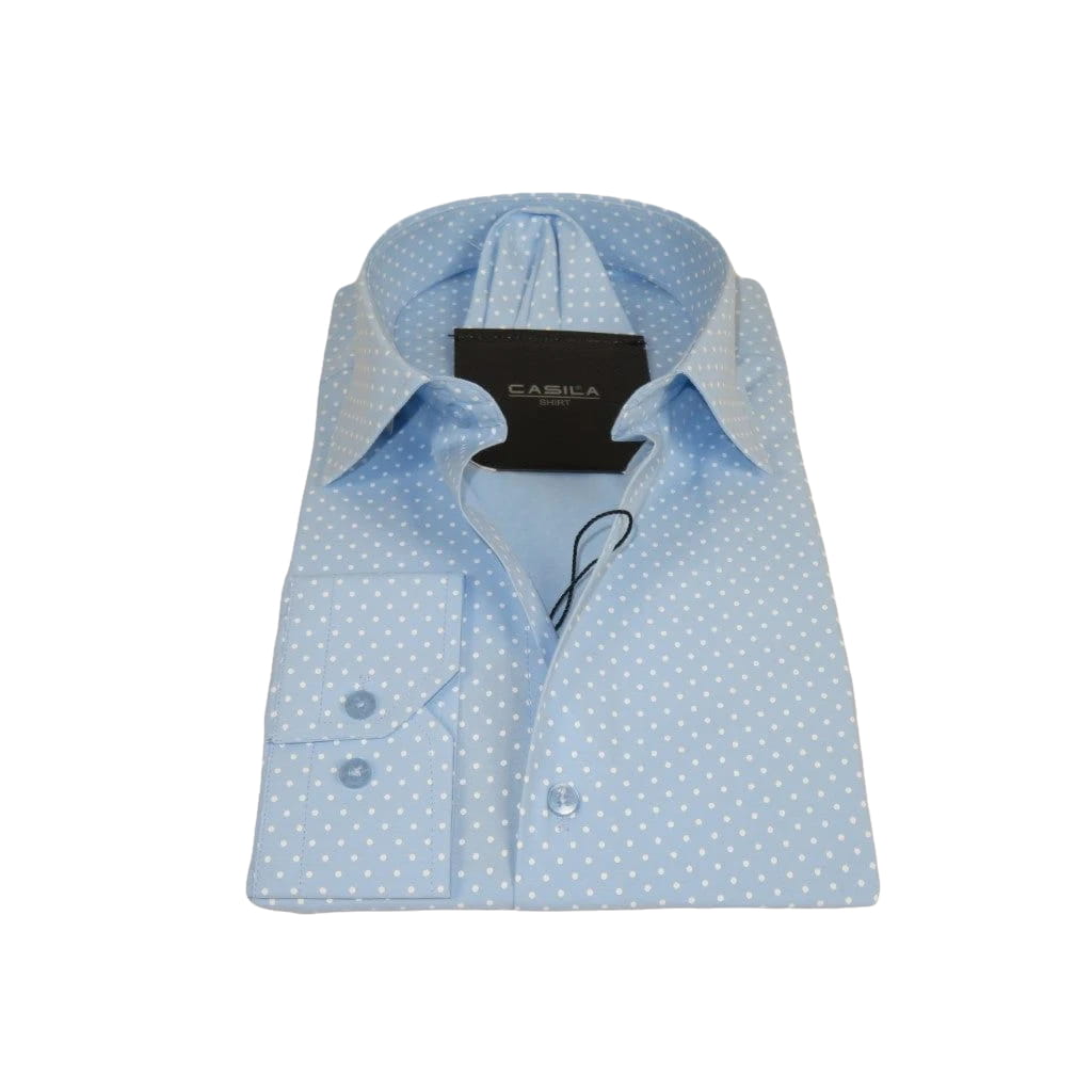 Men Shirt Hankie CASILA Turkey Cotton Blend 501920-06 Blue Polka Dots