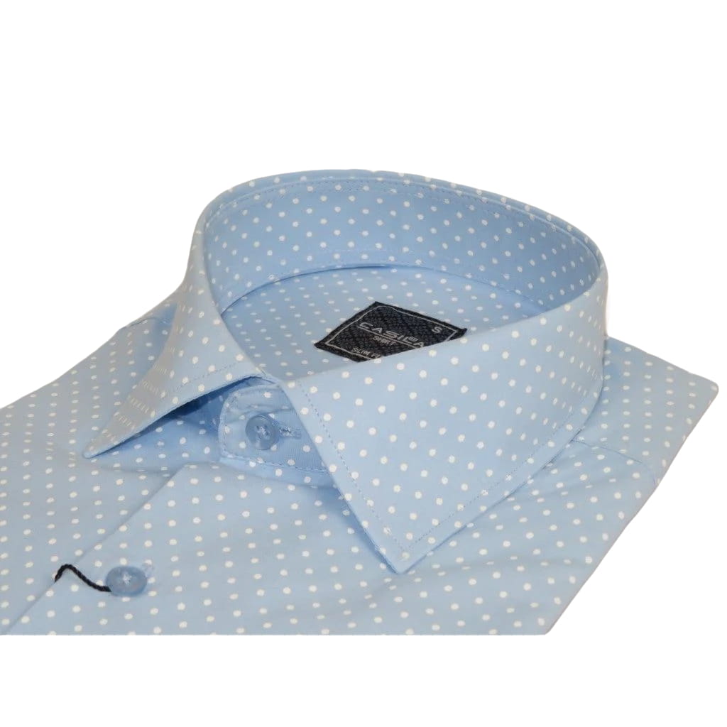 Men Shirt Hankie CASILA Turkey Cotton Blend 501920-06 Blue Polka Dots