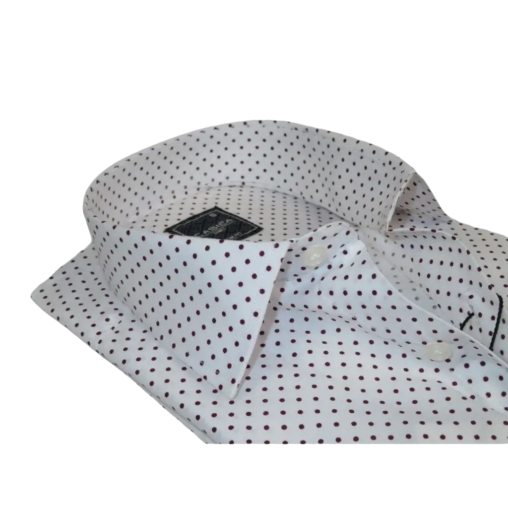 Men's Shirt Hankie CASILA Turkey Cotton Blend 501920-08 Burgundy Polka Dots